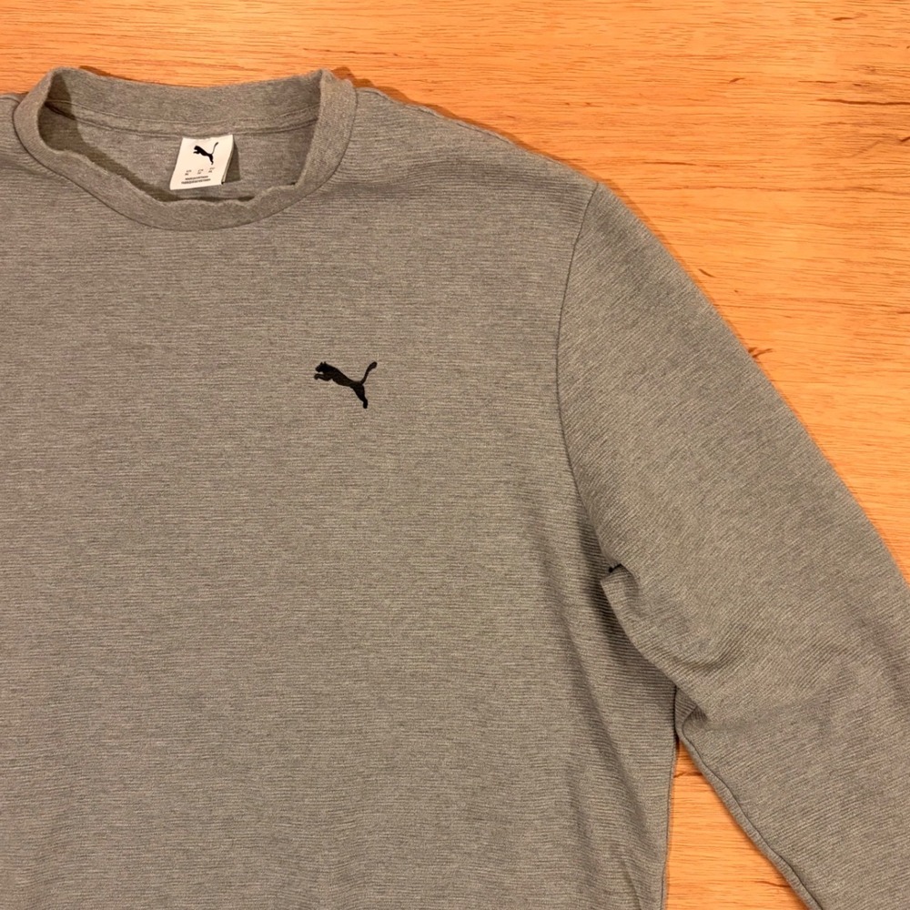 Puma Mens XL Heather Gray Textured Crewneck Sweatshirt Long Sleeve 892219-02